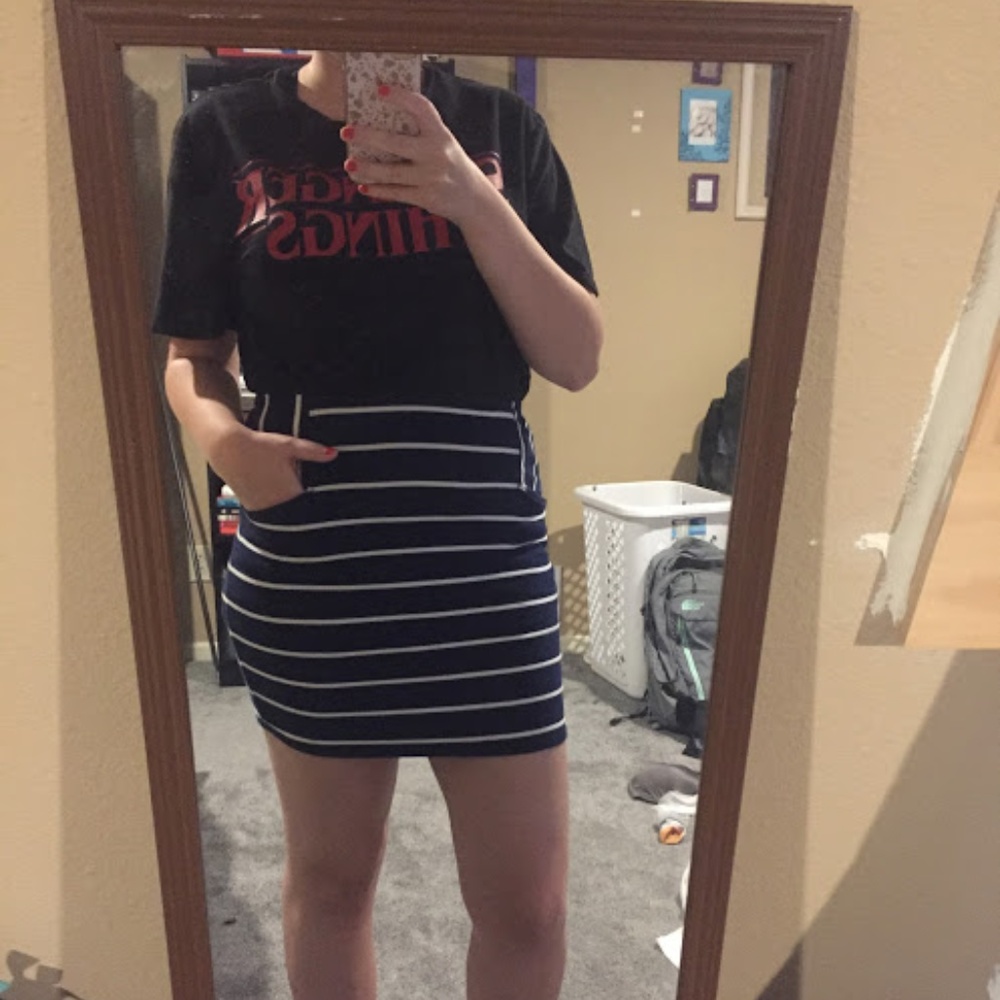 Striped Navy and White Xhilaration Skirt